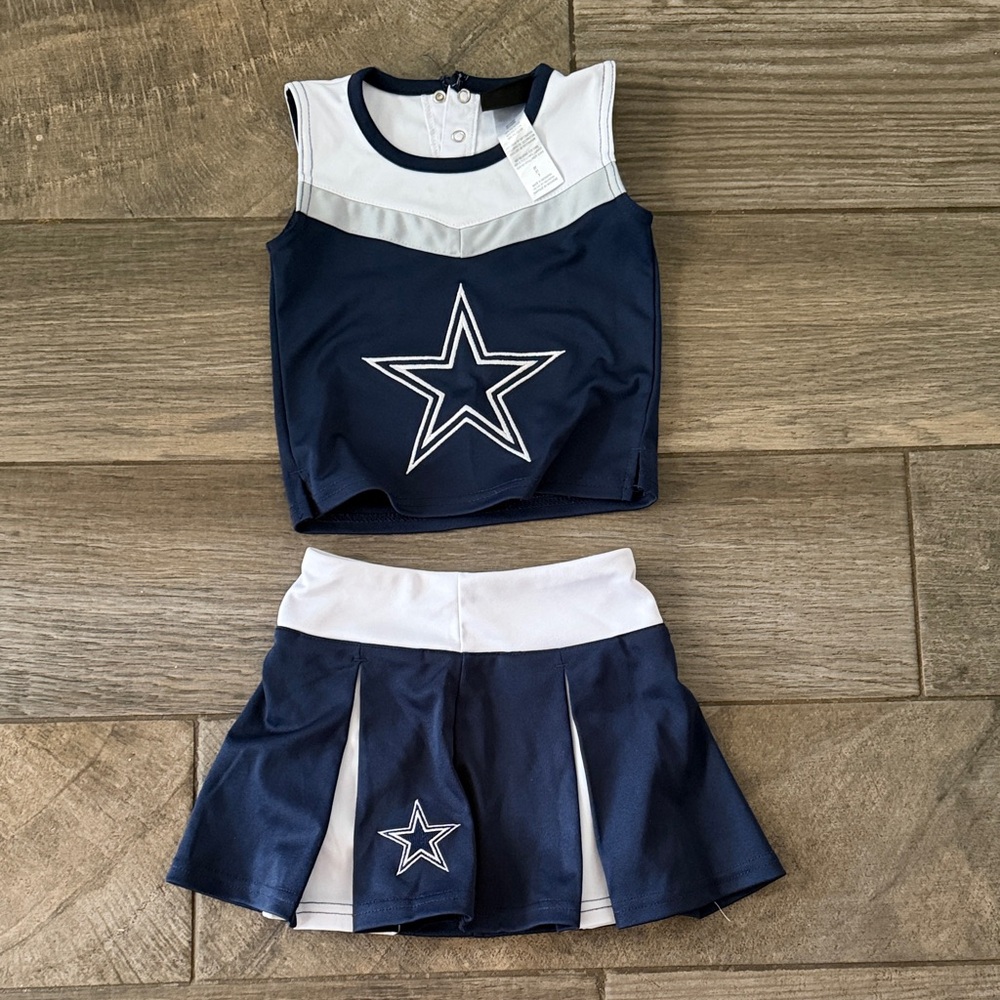 Navy and White Toddler Dallas Cowboy’s Cheerleader Outfit with Star Design